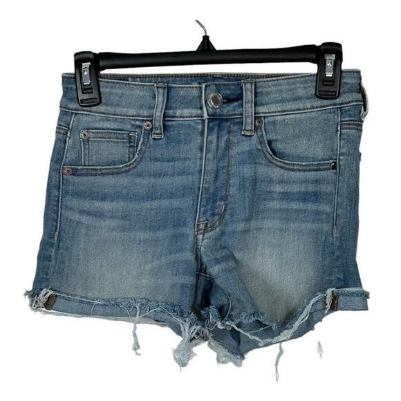 American Eagle Super Stretch Hi-Rise Shortie Denim Shorts Size 2 - Picture 2 of 11